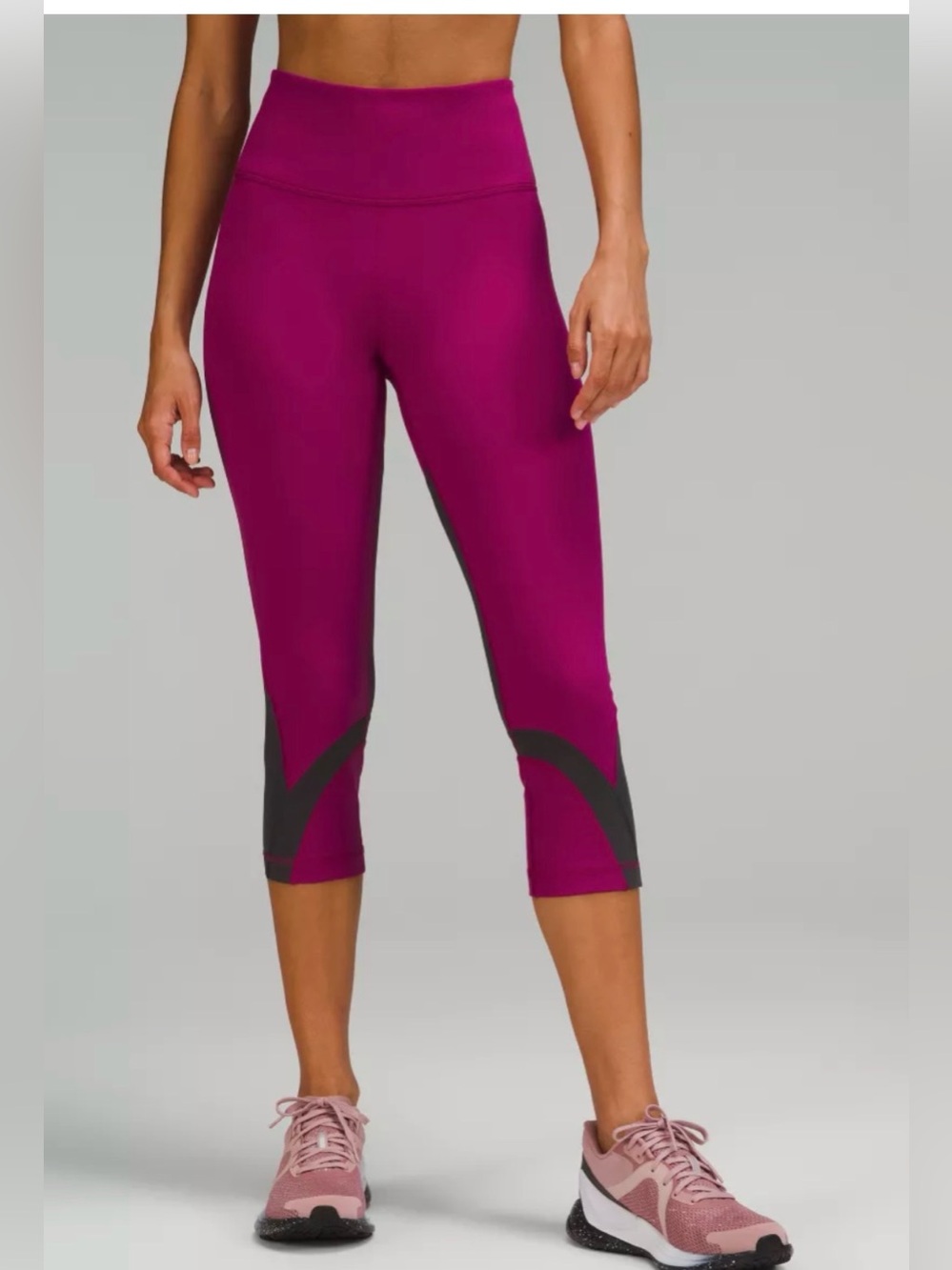 Lululemon Throwback Inspire High-Rise 21 inch crop in Magenta Purple/Graphite